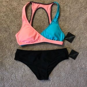 NWT Vanilla Beach bikini small pink blue black
